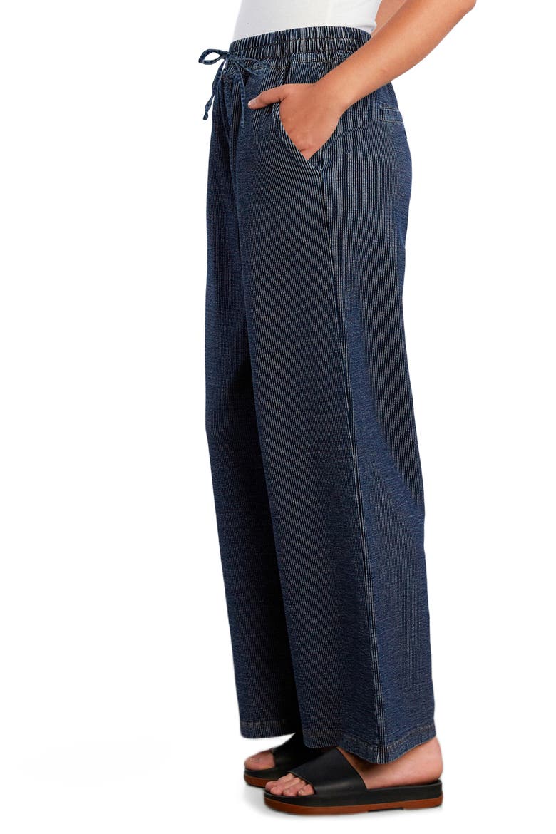 Pull-On Wide Leg Knit Jeans, Alternate, color, DARK DENIM STRIPE