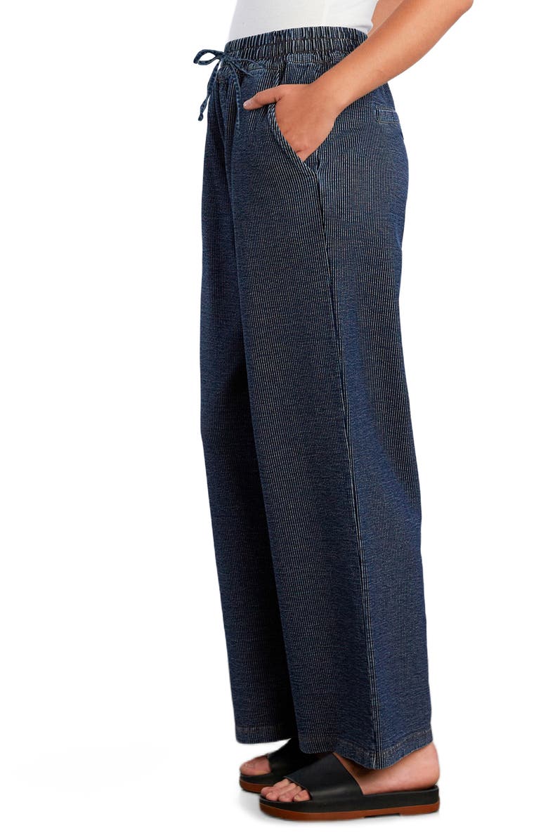 HINT OF BLU Pull-On Wide Leg Knit Jeans, Alternate, color, Dark Denim Stripe