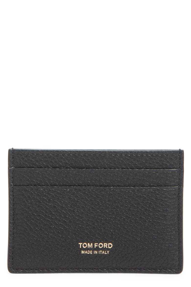 Grained Leather Card Case, Main, color, BLACK