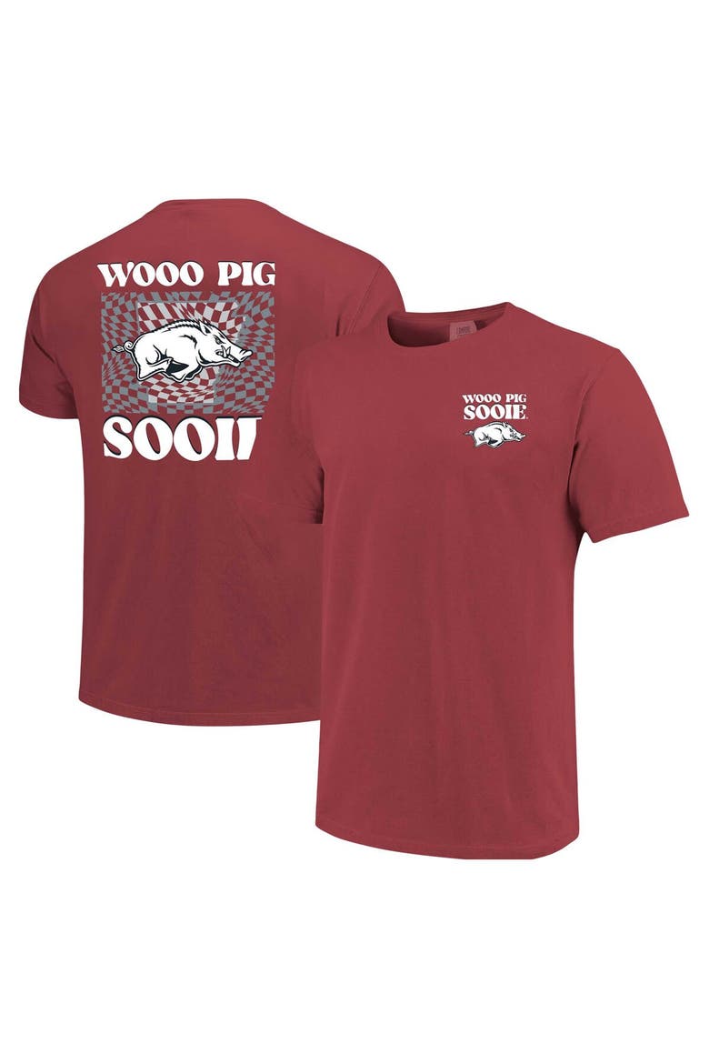 Women's Cardinal Arkansas Razorbacks Comfort Colors Checkered Mascot T-Shirt, Main, color, Cardinal