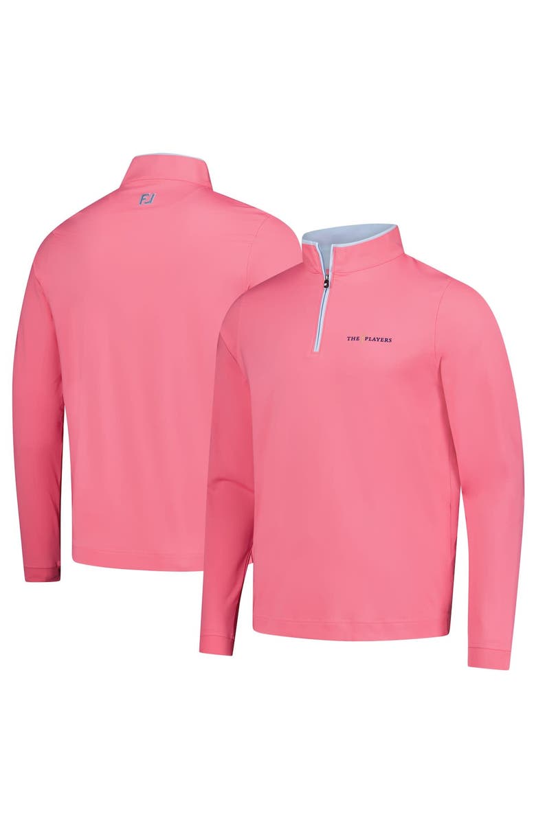 FOOTJOY Men's FootJoy Coral THE PLAYERS Lightweight Solid Quarter-Zip Sweatshirt, Alternate, color, Coral