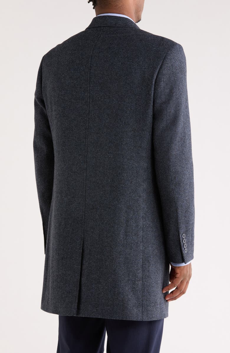 NORDSTROM RACK Herringbone Topcoat, Alternate, color, Navy Herringbone Lana