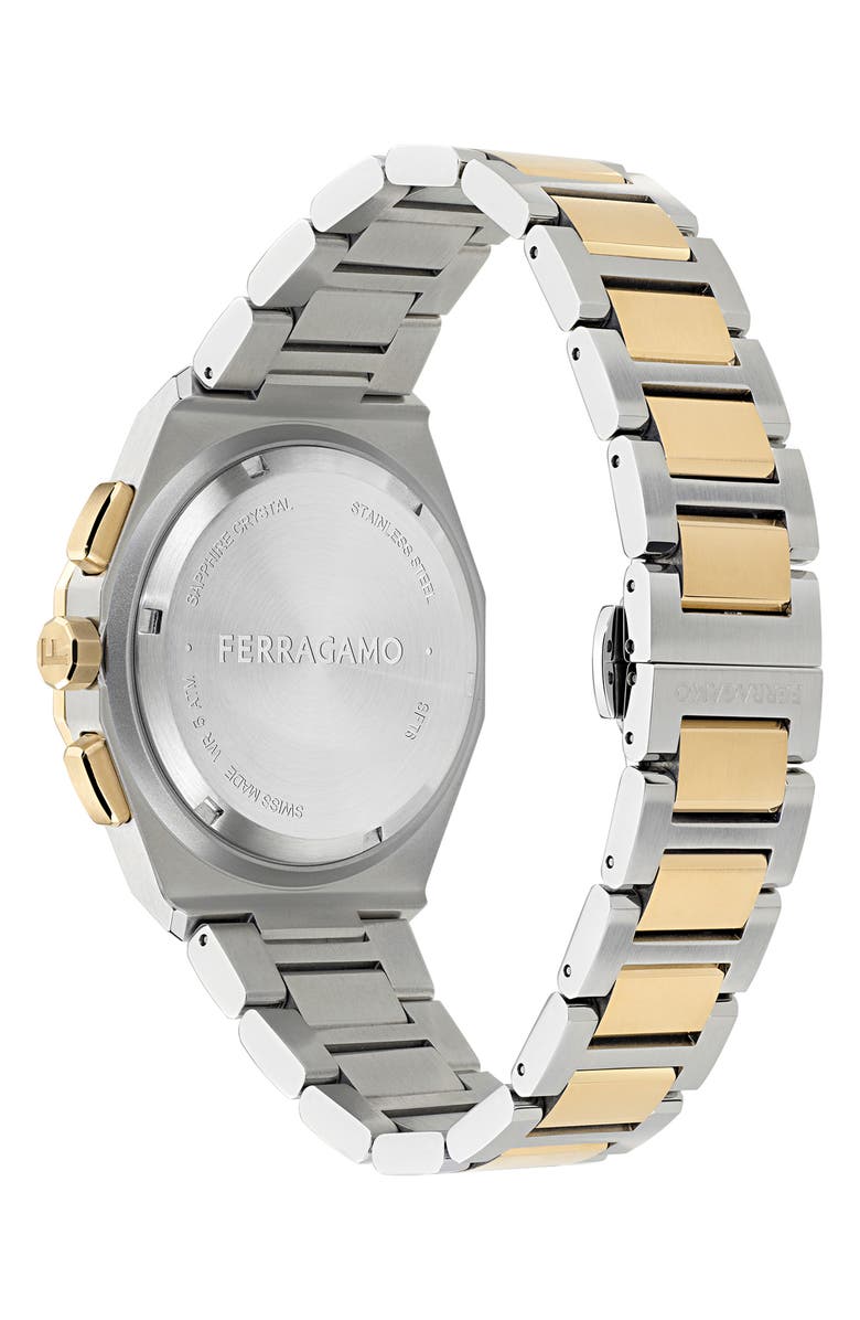 FERRAGAMO Edge Chronograph Two-Tone Bracelet Watch, 42mm, Alternate, color, Ip Two Tone