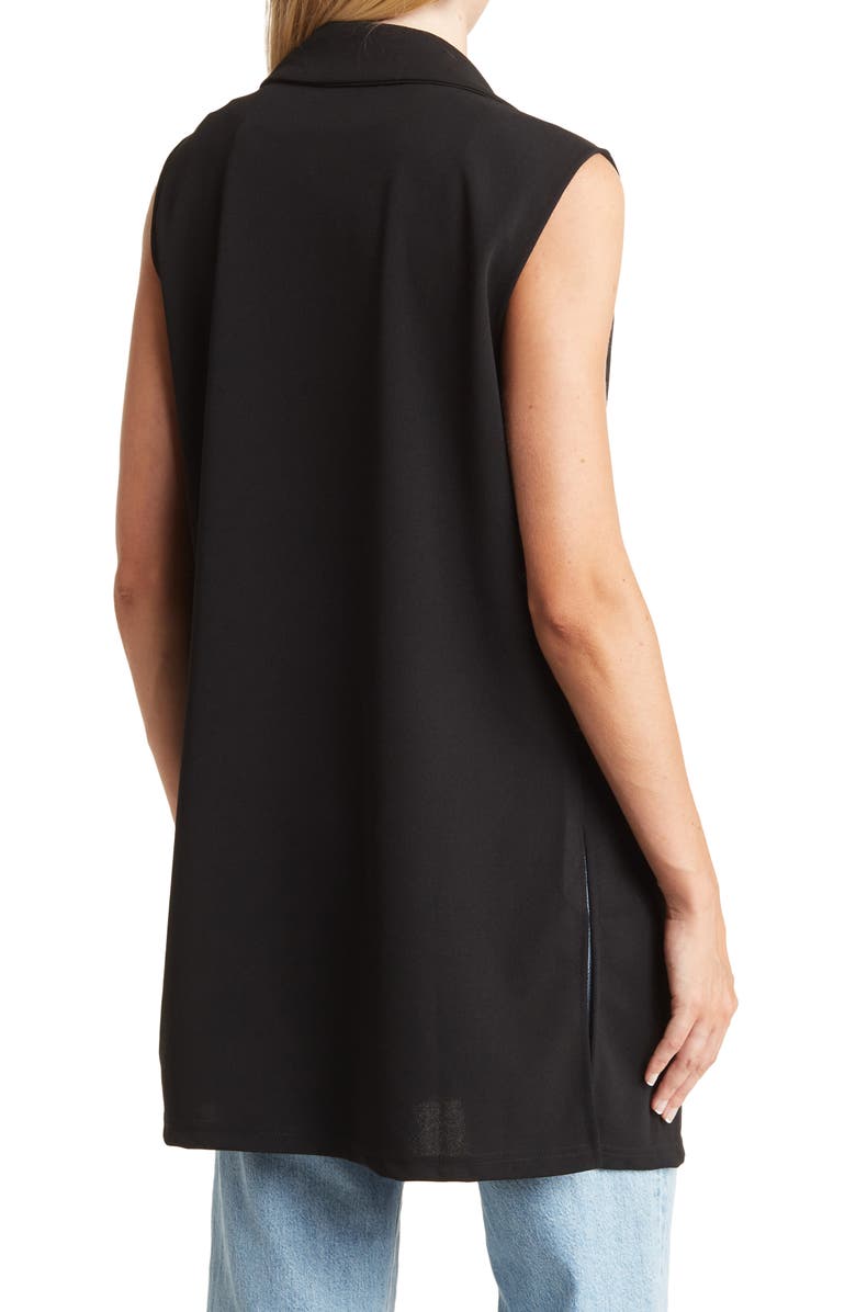 MELLODAY Notch Lapel Open Front Long Vest, Alternate, color, 