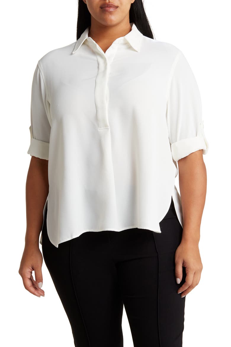 Textured Popover Tunic, Main, color, WHITE