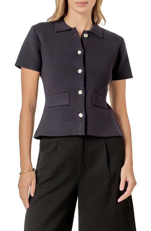 Short Sleeve Button Front Cardigan