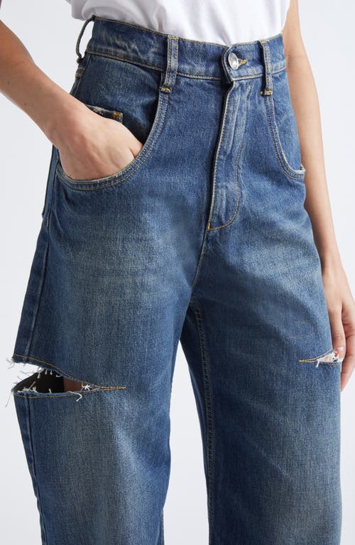 Maison Margiela High-waisted Wide-leg Jeans With Horizontal Cut-out Details In Blue