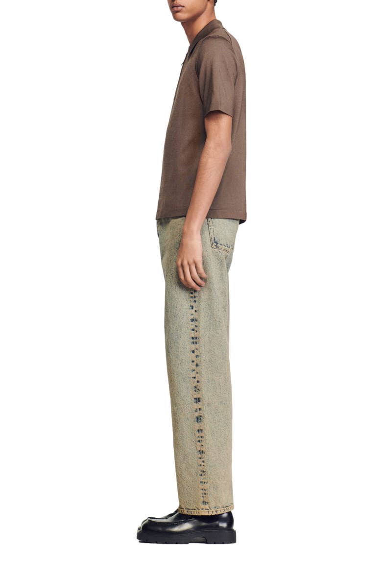 SANDRO Knitted polo with zip collar, Alternate, color, Caramel