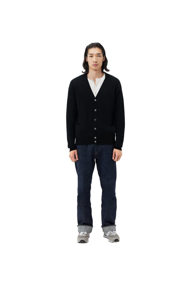 V Neck Button Cardigan, Main, color, black