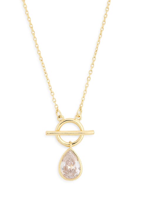 Cubic Zirconia Pear Toggle Pendant Necklace