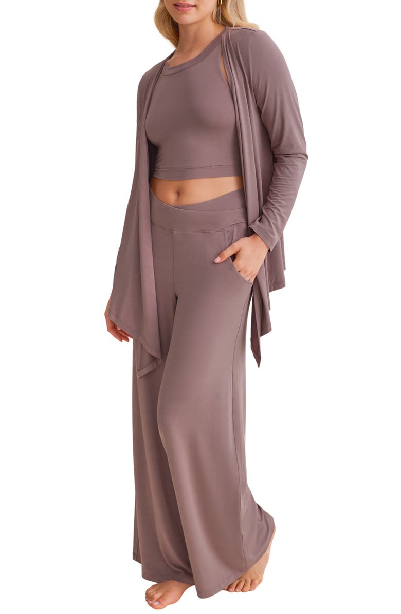 Fleur't Open Front Cardigan, Alternate, color, Cappuccino