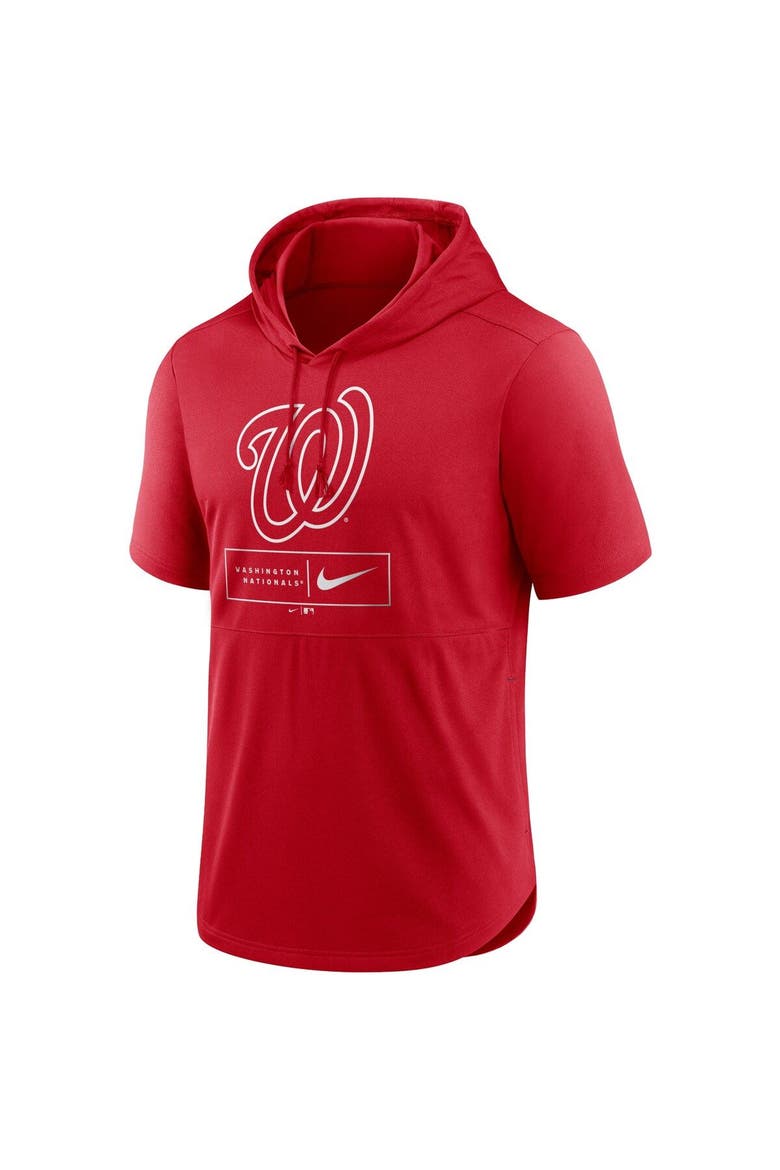 Men's Nike Red Washington Nationals Lockup Performance Short Sleeve Lightweight Hooded Top, Alternate, color, Red