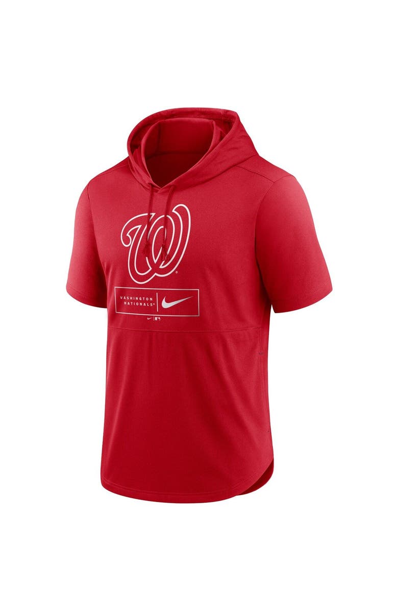 Nike Men's Nike Red Washington Nationals Lockup Performance Short Sleeve Lightweight Hooded Top, Alternate, color, Red