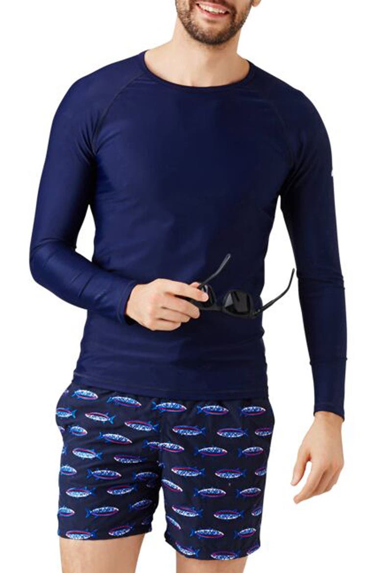 Men's Solid Rashguard, Main, color, BLEU MARINE