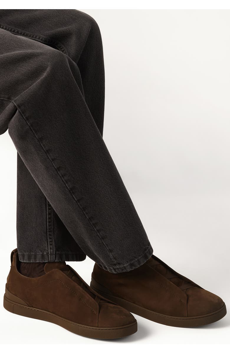 ZEGNA Dark Brown Triple Stitch<sup>™</sup> SECONDSKIN Low Top Sneaker, Alternate, color,