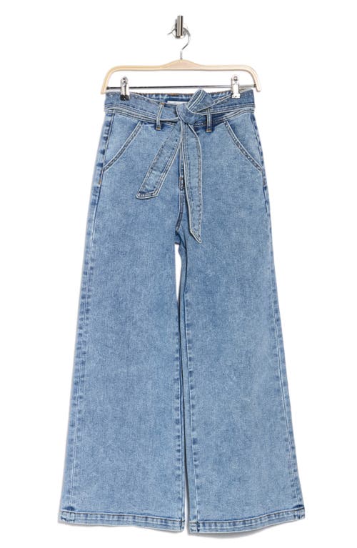 Vigoss Belted Wide Leg Jeans In Blue