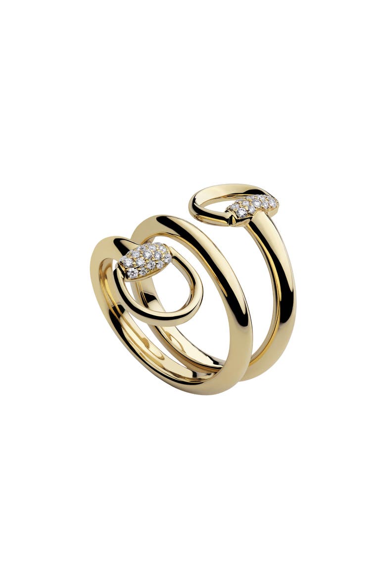 Diamond Horsebit Ring, Alternate, color, GOLD