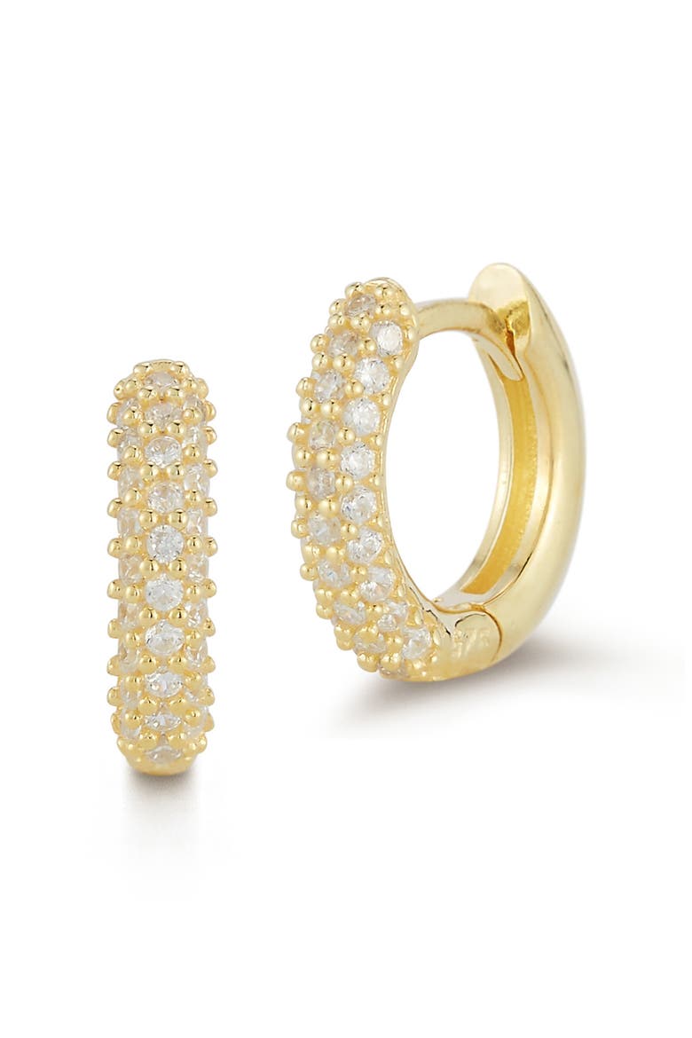 14K Gold Plated Silver Huggie Hoop Earrings, Main, color, GOLD