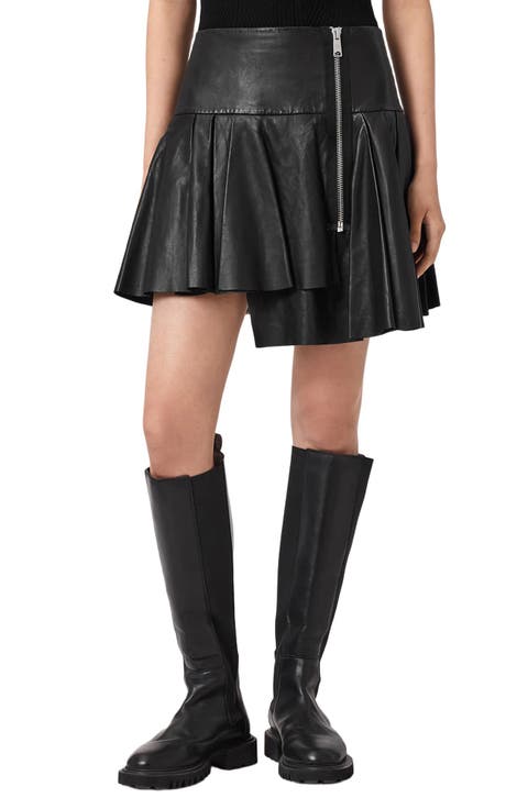 Irina Asymmetric Leather Skirt