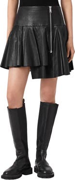AllSaints Irina Asymmetric Leather Skirt