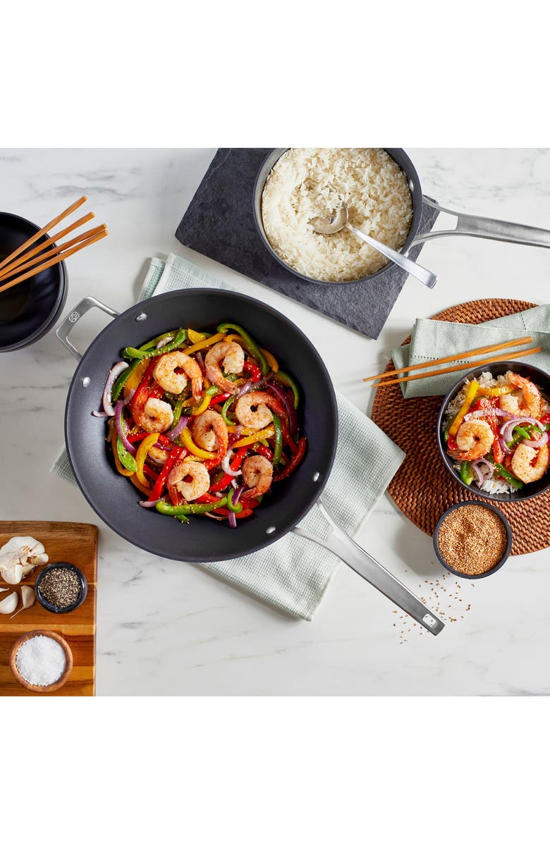 CALPHALON Premier Hard Anodized Nonstick 13-Inch Flat Wok, Alternate, color, Black