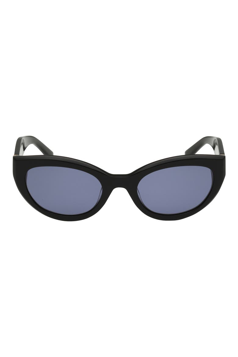 52mm Cat Eye Sunglasses, Main, color, SHINY BLACK / SMOKE LENS