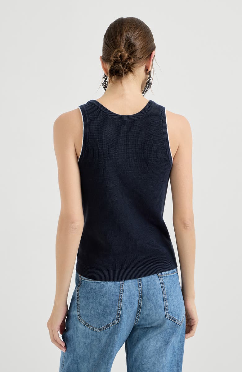 Brunello Cucinelli Cotton ribbed knit top, Alternate, color, Blue