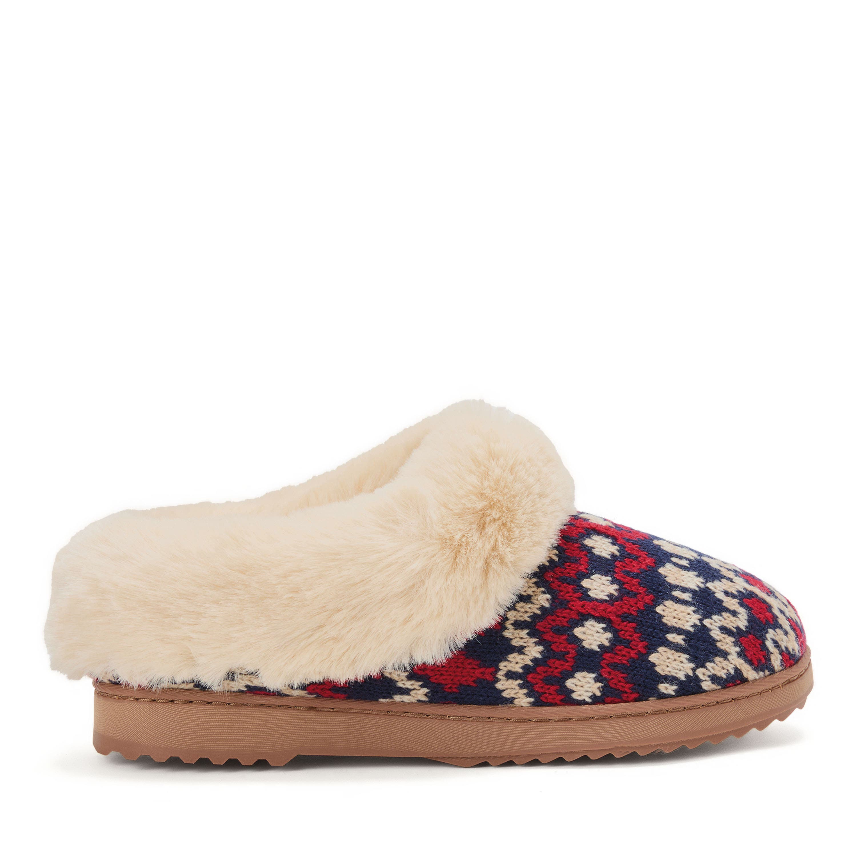 Hannah Festive Knit Clog Slipper, Alternate, color, Red Combo
