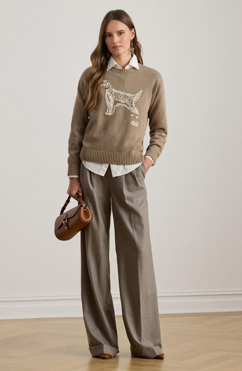 Lauren Ralph Lauren Intarsia English Setter Cotton Sweater, Alternate, color, Adirondack Heather Multi