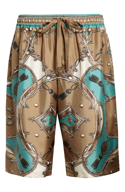 Cavallo Print Silk Bermuda Shorts