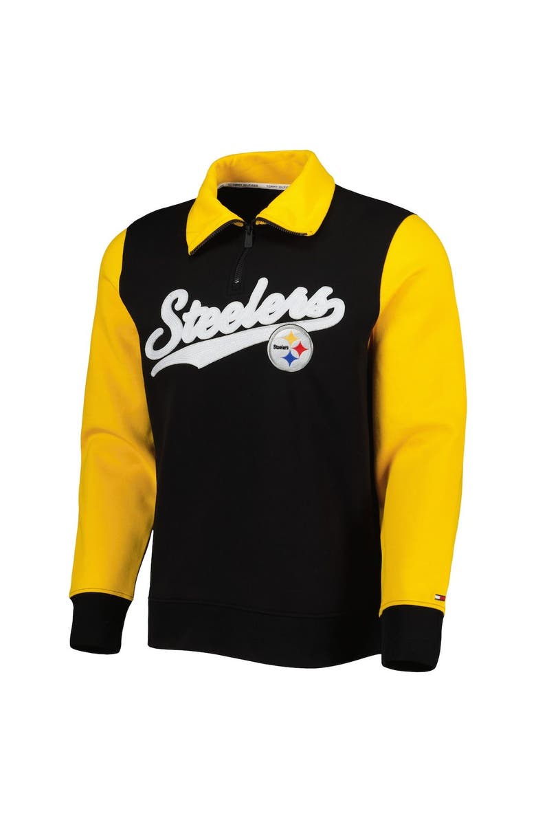 Tommy Hilfiger Men's Tommy Hilfiger Black/Gold Pittsburgh Steelers Aiden Quarter-Zip Sweatshirt, Alternate, color, Black