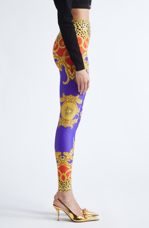 Versace Baroque-print Elastic-waist Trousers In Purple