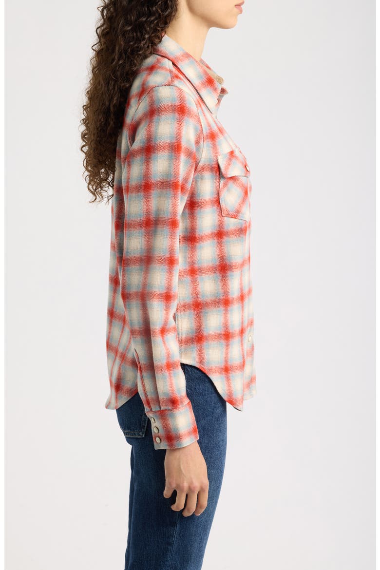 Gambler Plaid Wool Shirt, Alternate, color, RED/ AQUA OMBRE