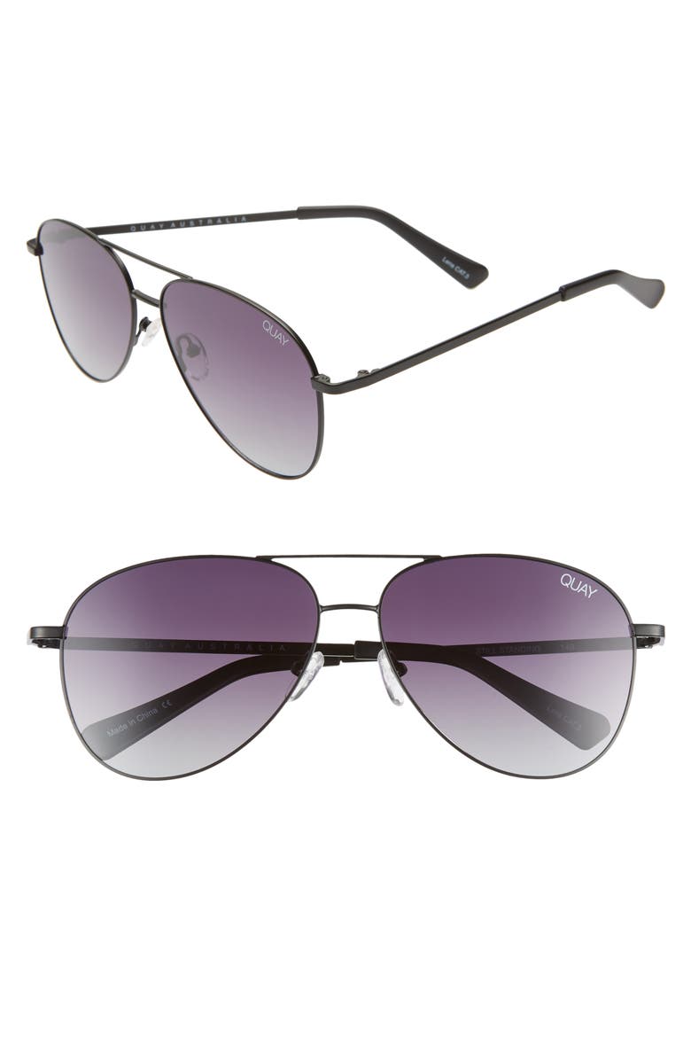 Australia Still Standing 60mm Aviator Sunglasses, Main, color, BLACK / SMOKE LENS