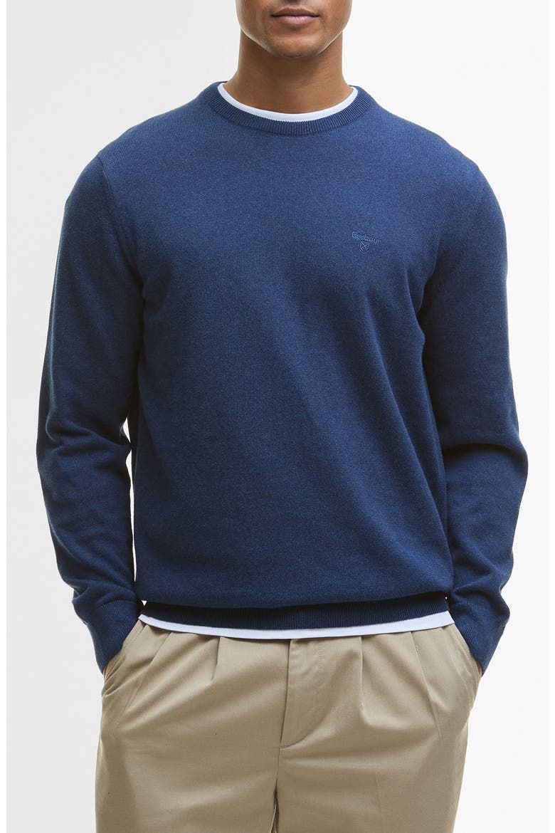Solid Cotton Crewneck Sweater, Main, color, INKY MARL