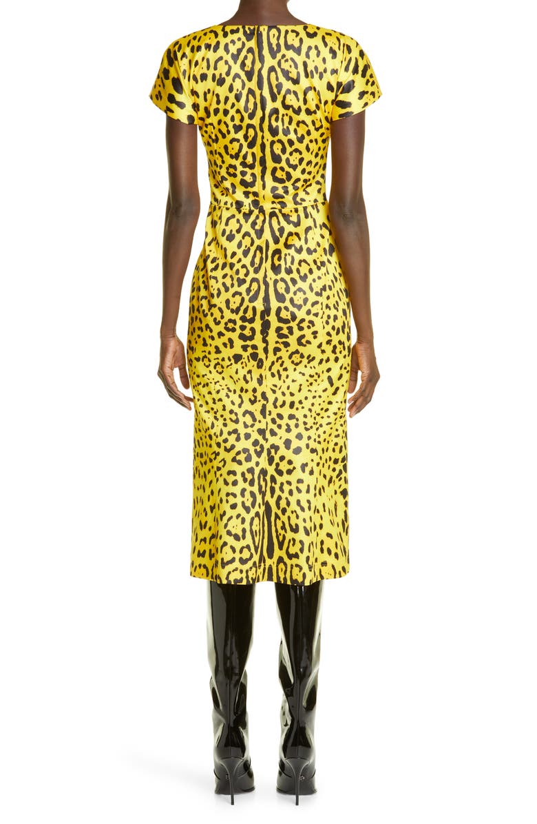 Dolce&Gabbana Leopard Print Bustier Bodice Sheath Dress, Alternate, color, 