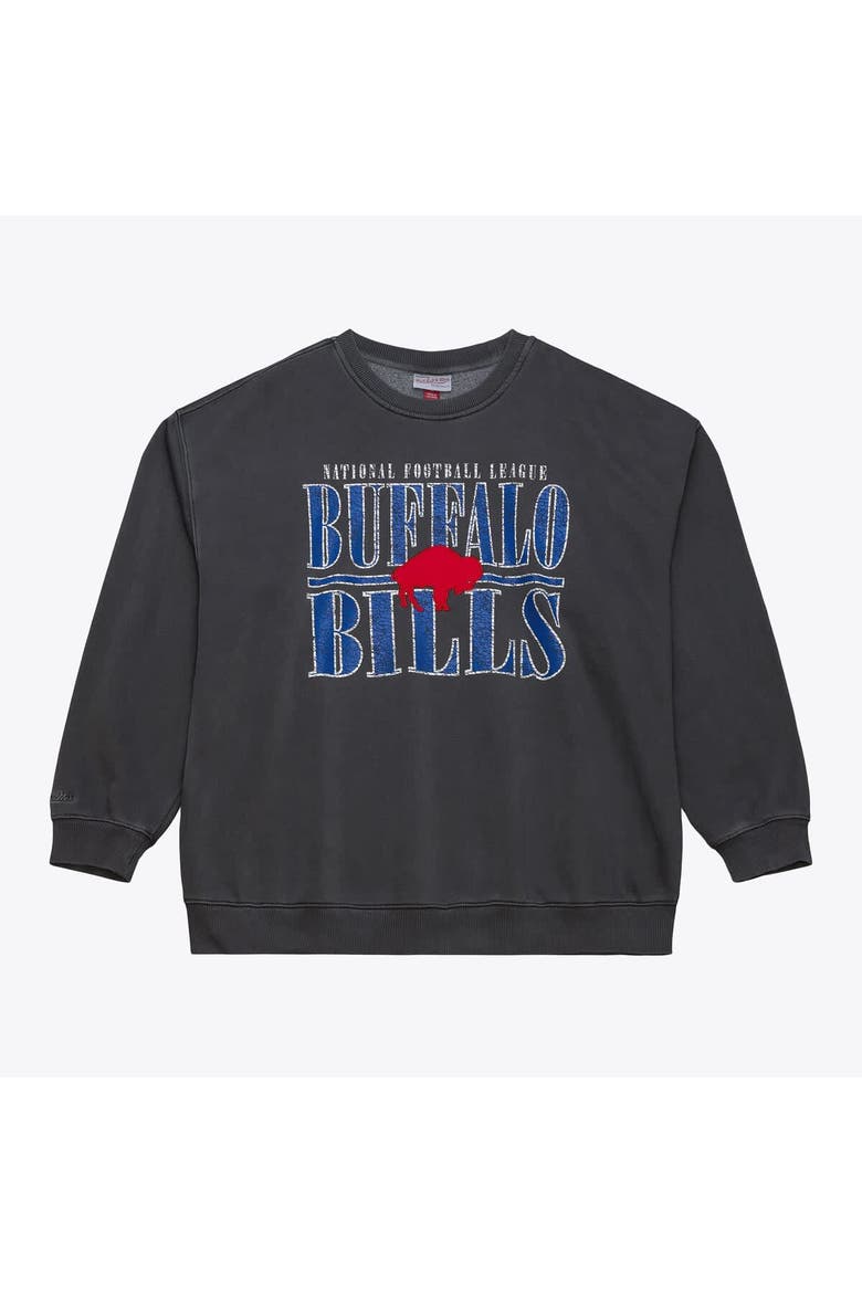 Men's Mitchell & Ness  Black Buffalo Bills Downtown Crew Vintage Logo Sweatshirt, Main, color, Black