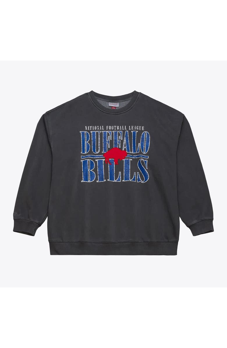 Mitchell & Ness Men's Mitchell & Ness Black Buffalo Bills Downtown Crew Vintage Logo Sweatshirt, Main, color,