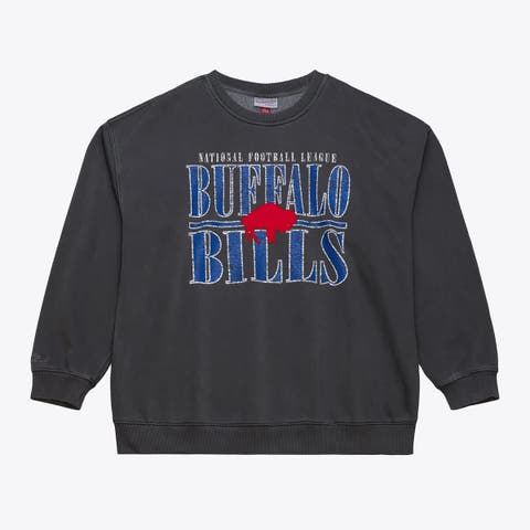 Men's Mitchell & Ness  Black Buffalo Bills Downtown Crew Vintage Logo Sweatshirt
