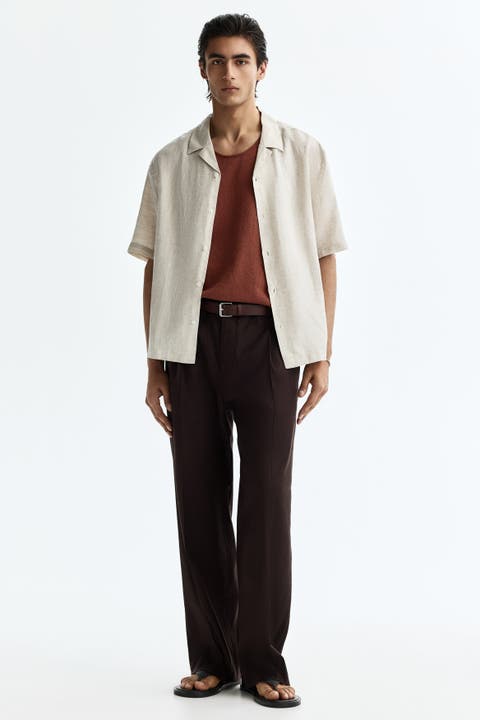 Relaxed Fit Tailored Linen-blend Trousers