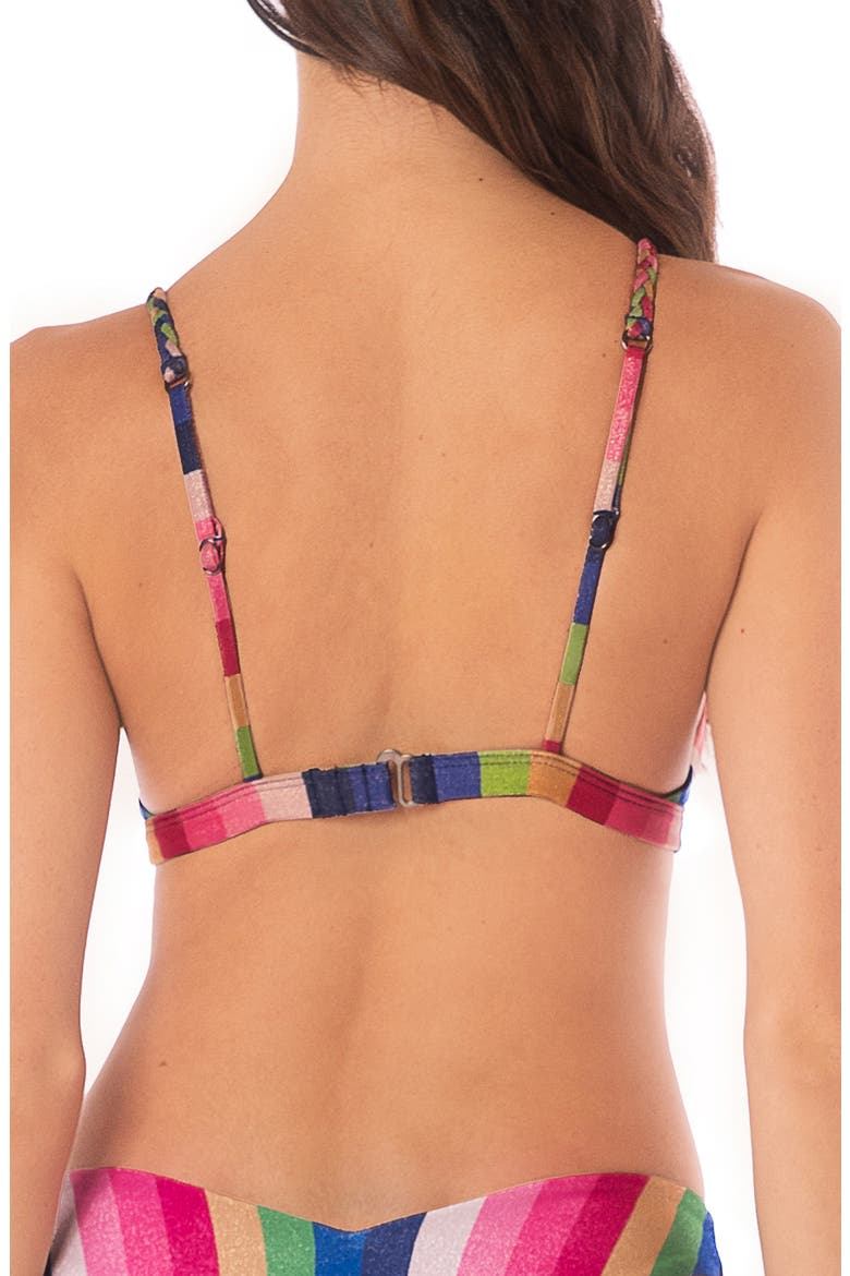 Candy Stripe Rasha Triangle Bikini Top, Alternate, color, DARK BLUE