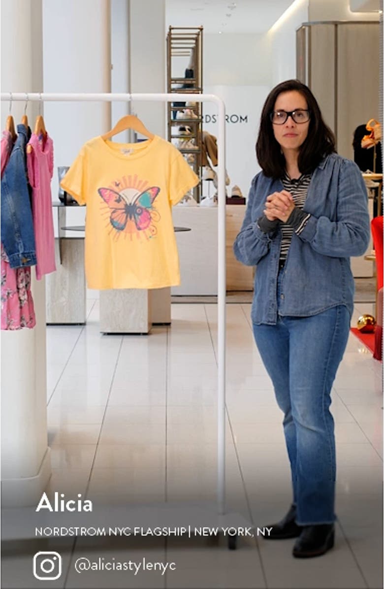Kids' Sunshine Butterfly Cotton Graphic T-Shirt, sales video thumbnail