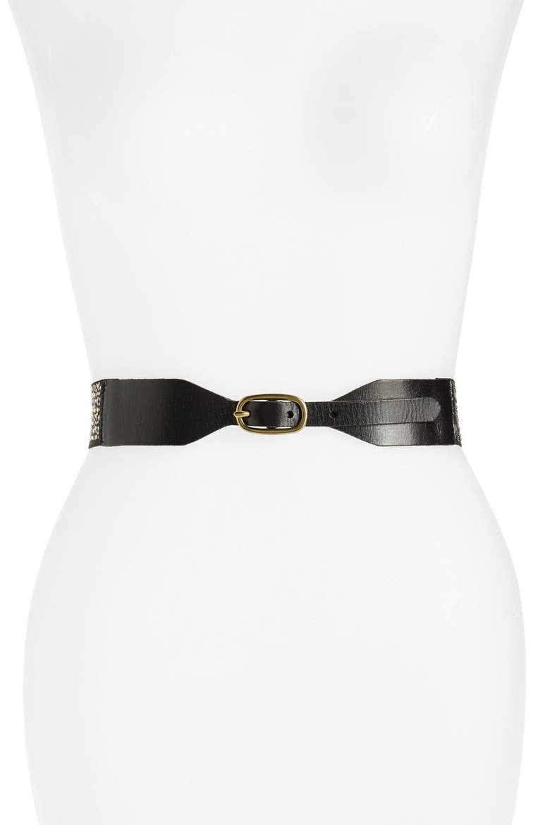 Studded Stretch Belt, Main, color, BLACK