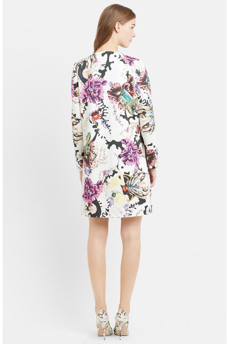 A-Line Collarless Cotton Sateen Coat, Alternate, color, WHITE MULTI