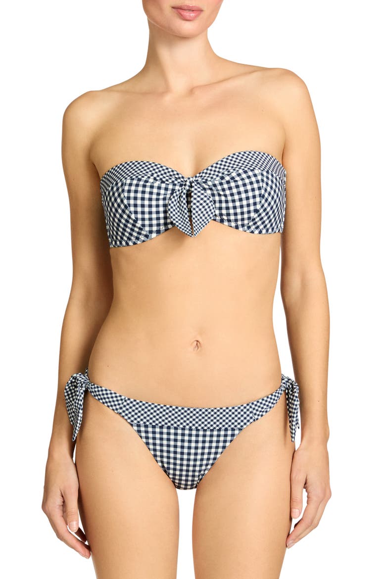 Brigitte Side Tie Bikini Bottoms, Alternate, color, NAVY/ CREAM