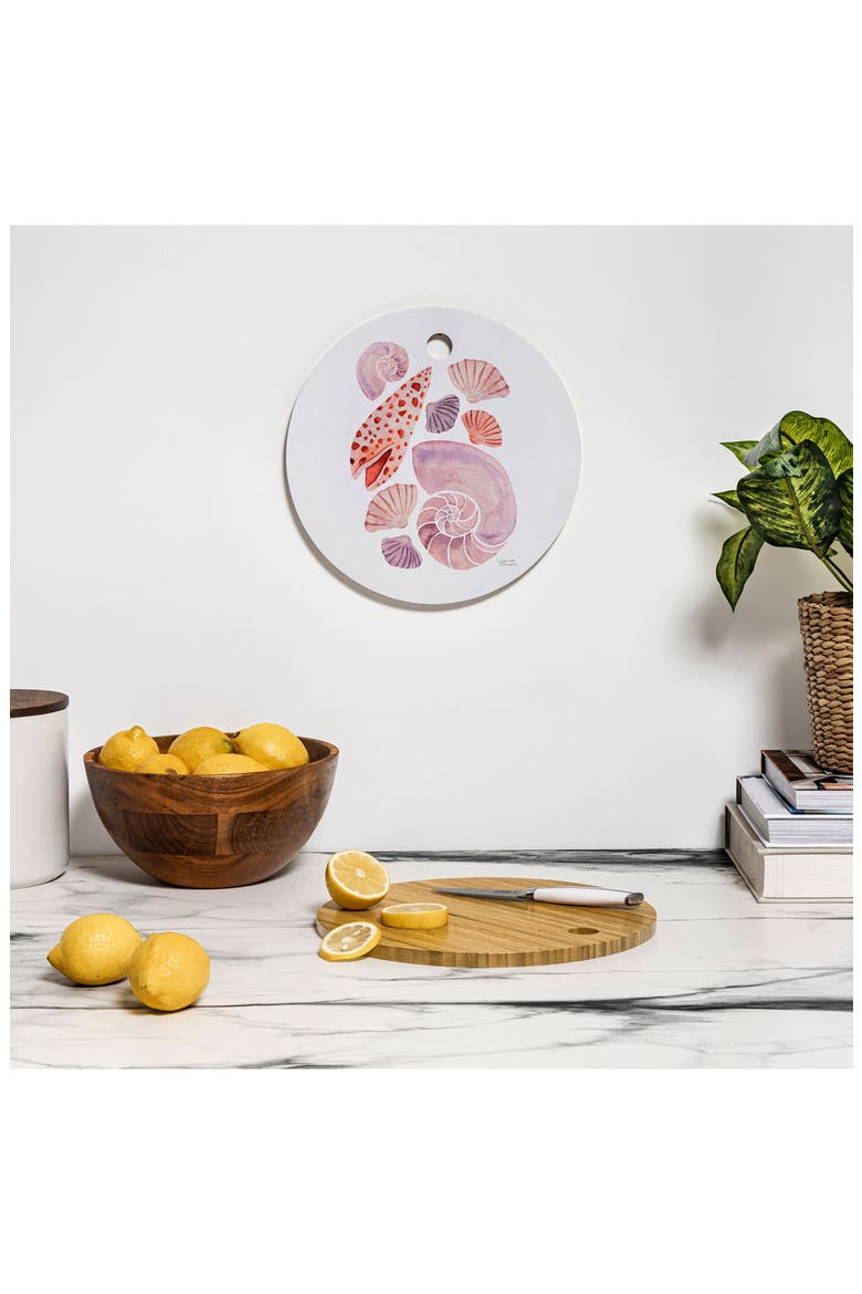 Watercolor Seashells Cutting Board, Alternate, color, ORANGE