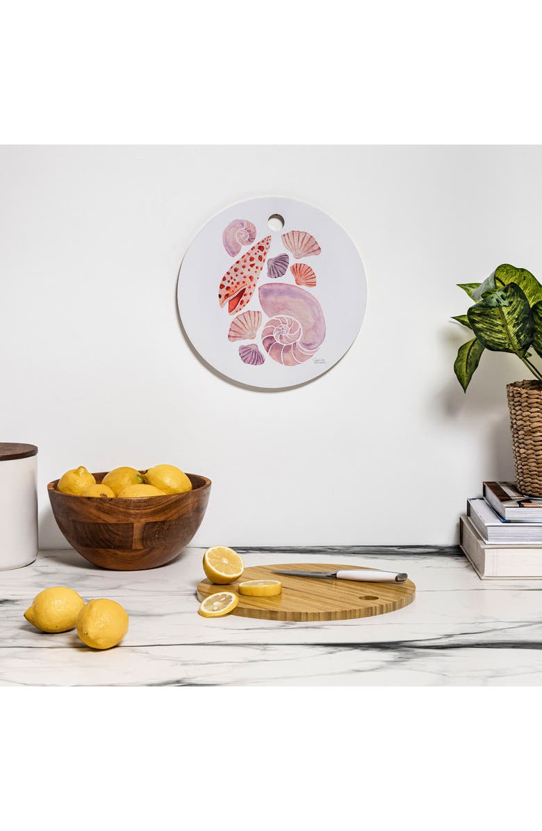 Deny Designs Watercolor Seashells Cutting Board, Alternate, color, Orange