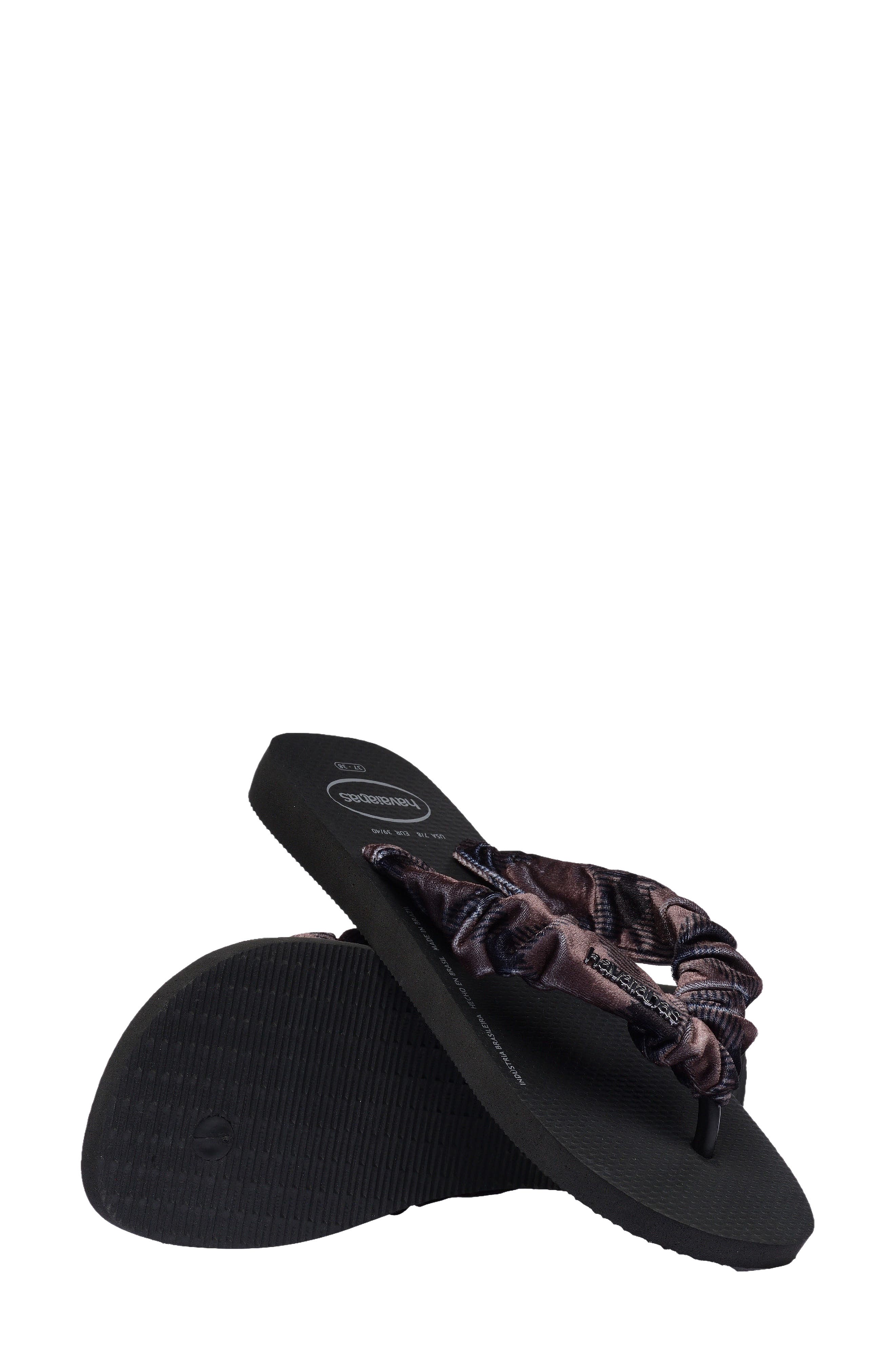 Top Scrunchie Flip Flop, Alternate, color, BLACK