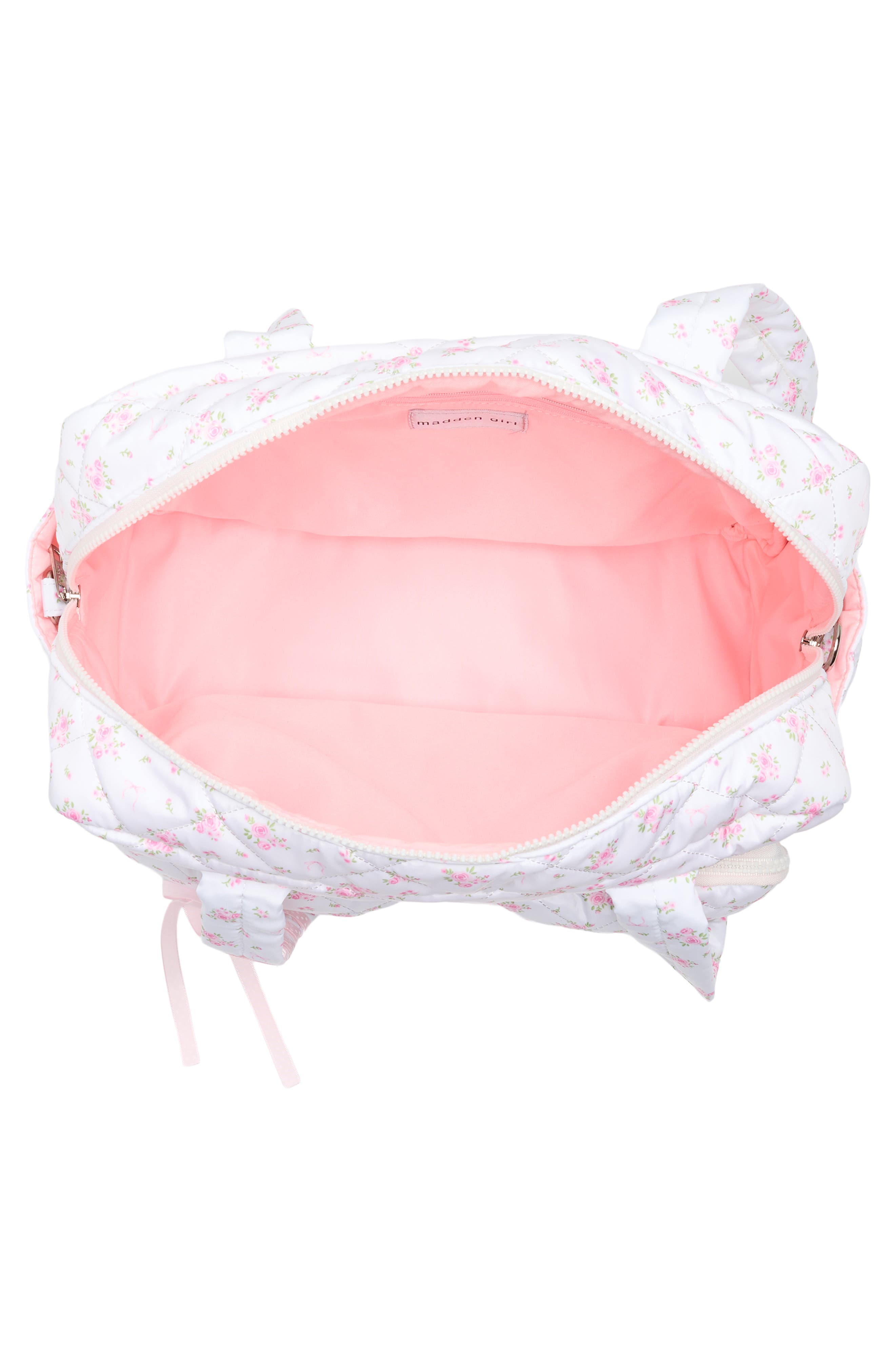 Madden Girl Quilted Duffle Bag, Alternate, color, Pink Ditsy