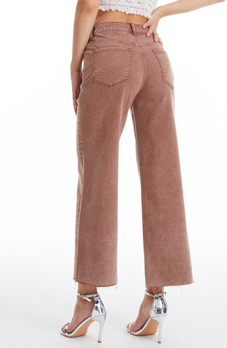 Bayeas High Waist Raw Hem Ankle Wide Leg Jeans, Alternate, color, Cappuccino